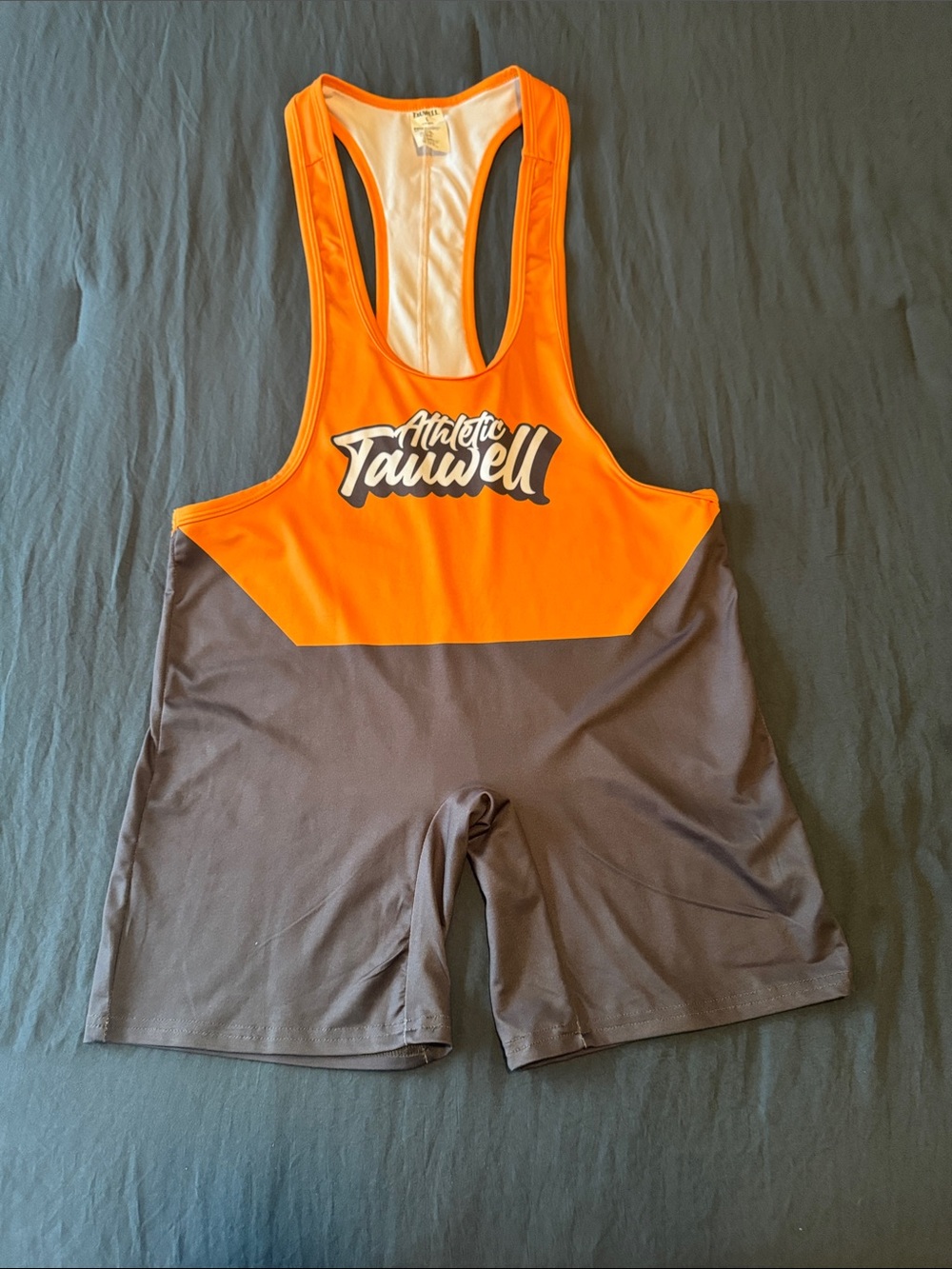 Athletic Tanuwell Orange & Gray Singlet Wrestling Singlet Large